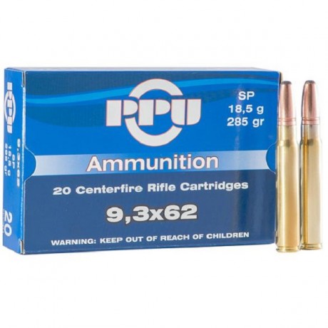 Патрон PPU 9,3x62 SP п/об 18,5 гр 20 шт
